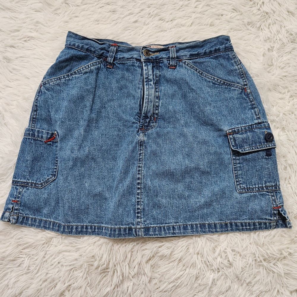 Faded Glory Juniors Vintage Y2K Denim Jean‎ Cargo Pocket Mini Skort Sz 10
